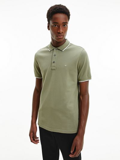 Calvin Klein Ruhák HU641438 | Calvin Klein Slim Organic Cotton Férfi Pólóing Zöld